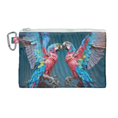 Birds Parrots Love Ornithology Species Fauna Canvas Cosmetic Bag (large) by Ndabl3x