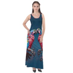 Birds Parrots Love Ornithology Species Fauna Sleeveless Velour Maxi Dress by Ndabl3x