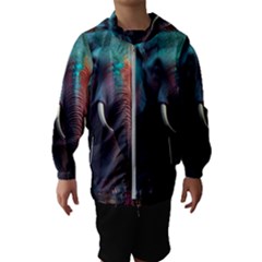 Elephant Tusks Trunk Wildlife Africa Kids  Hooded Windbreaker by Ndabl3x