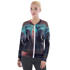 Elephant Tusks Trunk Wildlife Africa Velvet Zip Up Jacket by Ndabl3x