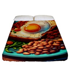 Breakfast Egg Beans Toast Plate Fitted Sheet (queen Size) by Ndabl3x