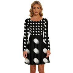 Background Dots Circles Graphic Long Sleeve Wide Neck Velvet Dress by Ndabl3x