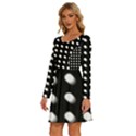 Background Dots Circles Graphic Long Sleeve Wide Neck Velvet Dress View2