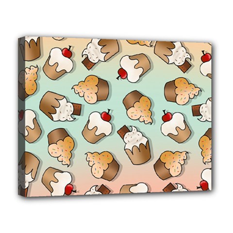 Cupcakes Cake Pie Pattern Canvas 14  X 11  (stretched) by Ndabl3x