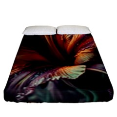 Flower Orange Lilly Fitted Sheet (king Size) by Ndabl3x