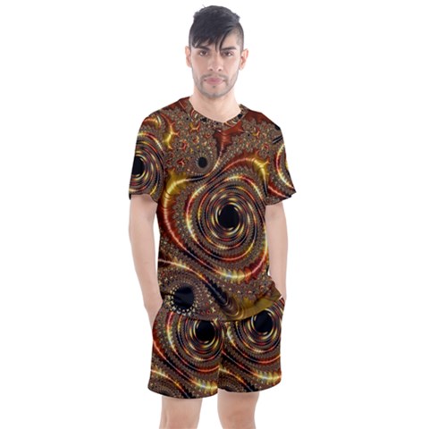 Geometric Art Fractal Abstract Art Men s Mesh Tee And Shorts Set by Ndabl3x