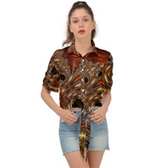 Geometric Art Fractal Abstract Art Tie Front Shirt  by Ndabl3x