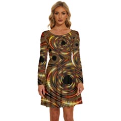 Geometric Art Fractal Abstract Art Long Sleeve Wide Neck Velvet Dress by Ndabl3x