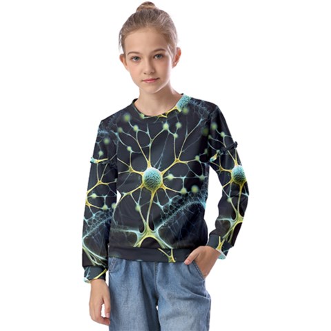 Neuron Network Kids  Long Sleeve Tee With Frill  by Ndabl3x