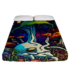 Mushrooms Fungi Psychedelic Fitted Sheet (queen Size) by Ndabl3x