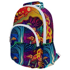 Mushrooms Fungi Psychedelic Rounded Multi Pocket Backpack by Ndabl3x