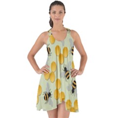 Honey Bee Bees Pattern Show Some Back Chiffon Dress by Ndabl3x