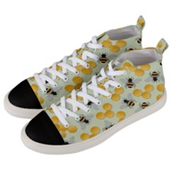 Honey Bee Bees Pattern Men s Mid-top Canvas Sneakers by Ndabl3x