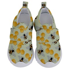 Honey Bee Bees Pattern Kids  Velcro No Lace Shoes by Ndabl3x