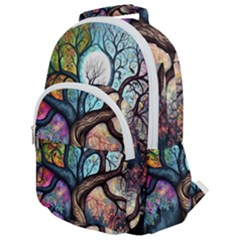 Tree Colourful Rounded Multi Pocket Backpack by Ndabl3x