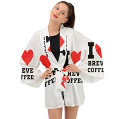 I Love Breve Coffee Long Sleeve Kimono by ilovewhateva