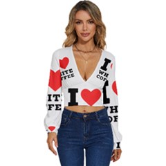 I Love White Coffee Long Sleeve Deep-v Velour Top by ilovewhateva