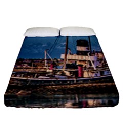 End Of The World: Nautical Memories At Ushuaia Port, Argentina Fitted Sheet (queen Size) by dflcprintsclothing