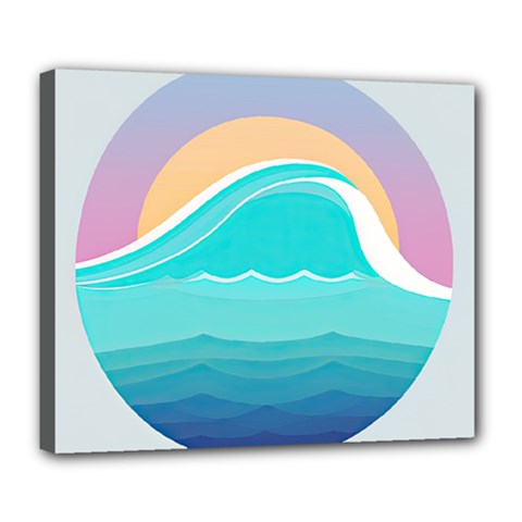 Tsunami Tidal Wave Minimalist Logo Ocean Sea Deluxe Canvas 24  X 20  (stretched) by Wav3s