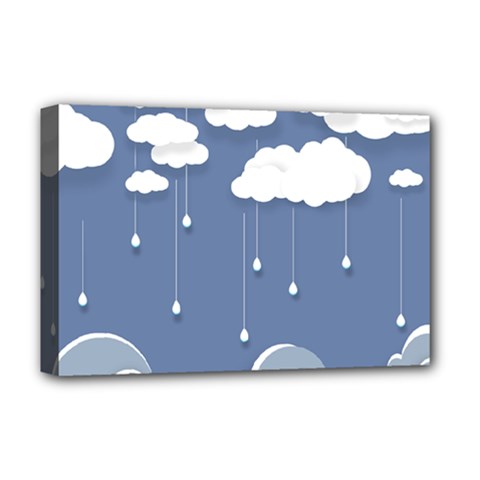 Blue Clouds Rain Raindrops Weather Sky Raining Deluxe Canvas 18  X 12  (stretched) by Wav3s