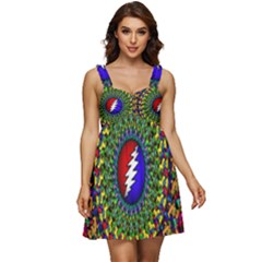 Grateful Dead Pattern Ruffle Strap Babydoll Chiffon Dress by Wav3s