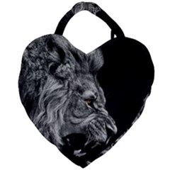 Angry Male Lion Roar Giant Heart Shaped Tote by Wav3s