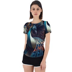 Peacock Bird Feathers Plumage Colorful Texture Abstract Back Cut Out Sport Tee by Wav3s