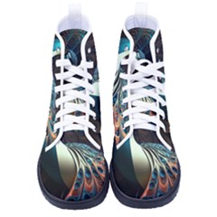 Peacock Bird Feathers Plumage Colorful Texture Abstract Kid s High-top Canvas Sneakers by Wav3s