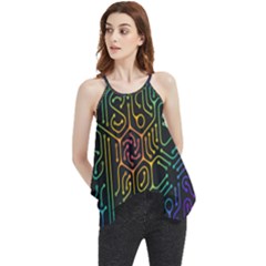 Circuit Hexagonal Geometric Pattern Background Pattern Flowy Camisole Tank Top by Wav3s