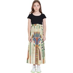 Egyptian Paper Papyrus Hieroglyphs Kids  Flared Maxi Skirt by Wav3s