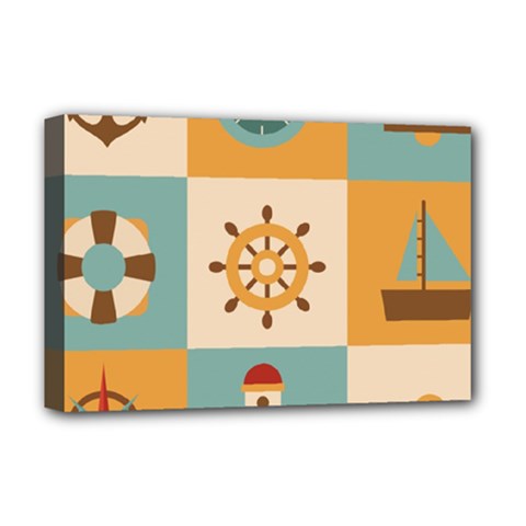 Nautical-elements-collection Deluxe Canvas 18  X 12  (stretched) by Wav3s