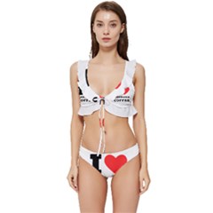 I Love American Coffee Low Cut Ruffle Edge Bikini Set by ilovewhateva