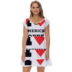 I Love American Coffee Short Sleeve Tiered Mini Dress by ilovewhateva