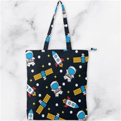 Seamless-adventure-space-vector-pattern-background Double Zip Up Tote Bag by Wav3s