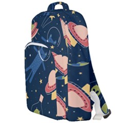 Seamless-pattern-with-funny-aliens-cat-galaxy Double Compartment Backpack by Wav3s