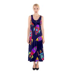 Space-patterns Sleeveless Maxi Dress by Wav3s