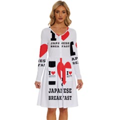 I Love Japanese Breakfast  Long Sleeve Dress With Pocket by ilovewhateva