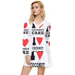 I Love Coconut Cake Tiered Long Sleeve Mini Dress by ilovewhateva