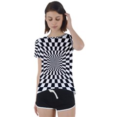 Optical Illusion Chessboard Tunnel Short Sleeve Open Back Tee by Ndabl3x