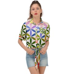 Mandala Rainbow Colorful Tie Front Shirt  by Ndabl3x