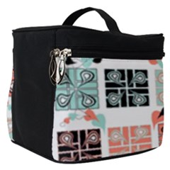 Mint Black Coral Heart Paisley Make Up Travel Bag (small) by Ndabl3x