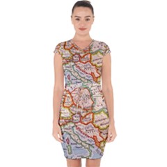 Map Europe Globe Countries States Capsleeve Drawstring Dress  by Ndabl3x