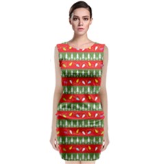 Christmas Papers Red And Green Sleeveless Velvet Midi Dress by Ndabl3x