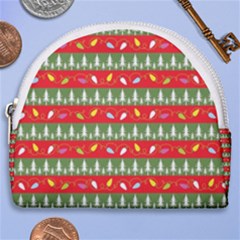 Christmas Papers Red And Green Horseshoe Style Canvas Pouch by Ndabl3x