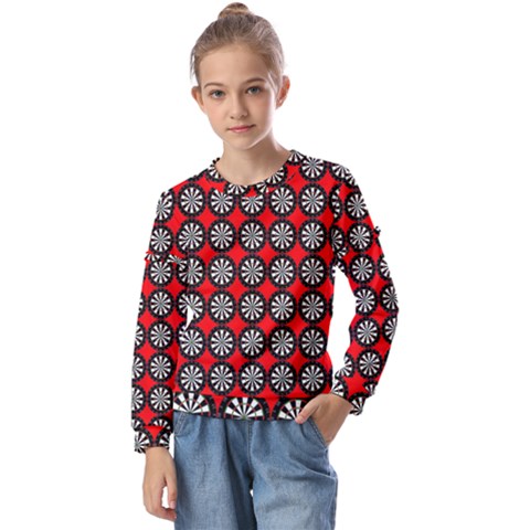 Dart Board Target Game Kids  Long Sleeve Tee With Frill  by Ndabl3x