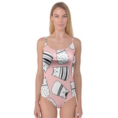 Cute Cats Cartoon Seamless-pattern Camisole Leotard  by Vaneshart