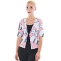 Cute Cats Cartoon Seamless-pattern Cropped Button Cardigan View1