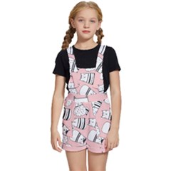 Cute Cats Cartoon Seamless-pattern Kids  Short Overalls by Vaneshart