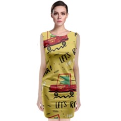 Childish-seamless-pattern-with-dino-driver Sleeveless Velvet Midi Dress by Vaneshart