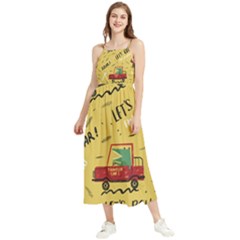 Childish-seamless-pattern-with-dino-driver Boho Sleeveless Summer Dress by Vaneshart